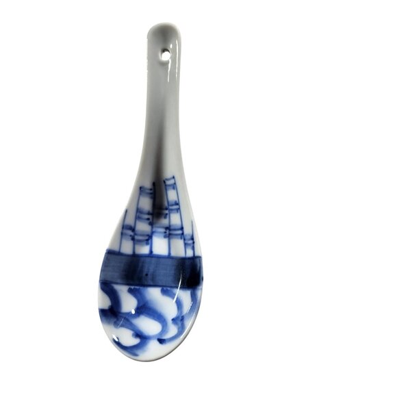 Blue & White Ceramic Mini Jar With Lid & Spoon Set country decor - Picture 5 of 7